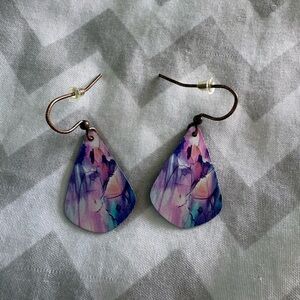 Purple Multicolor Dangly Earrings